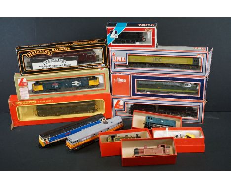 12 OO gauge locomotives to include Lima Meld, Lima British Steel Ravenscraig, Hornby London Standard etc, 7 x with boxes but 