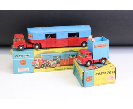 Two boxed Corgi Chipperfields Circus diecast models to include 1130 Circus Horse Transporter with horses, complete with horse