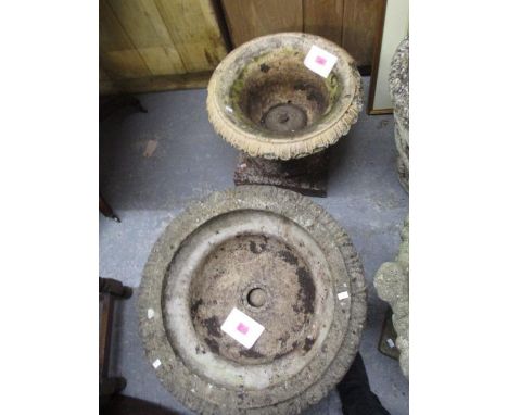 Two planters to include a late Victorian terracotta planter raised on a square base 16 1/2"h x 19"w 