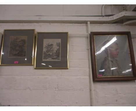 Aubery Heath - Doylea Frank Topham, portrait, watercolour signed lower right hand corner, framed, together with a pair of eng