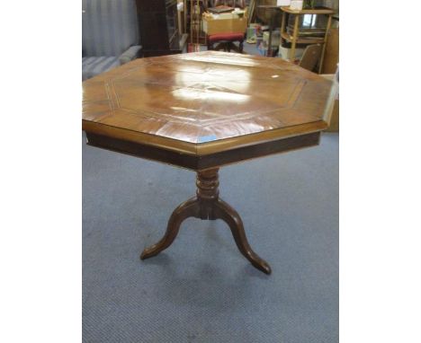 A late 19th century walnut octagonal snap top table, on a tripod base 