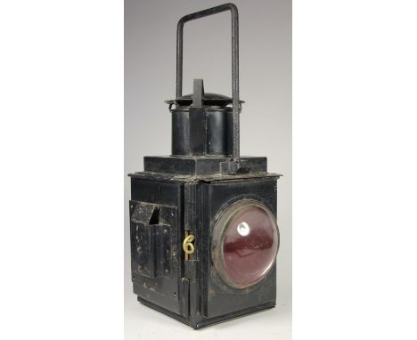 A black B.R (M) side lamp, complete with burner