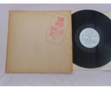 The Who Live at Leeds UK Record LP with inserts. Track 2406 001 A-1-1 and B-1-1 Red Text EX The vinyl is in excellent+ condit