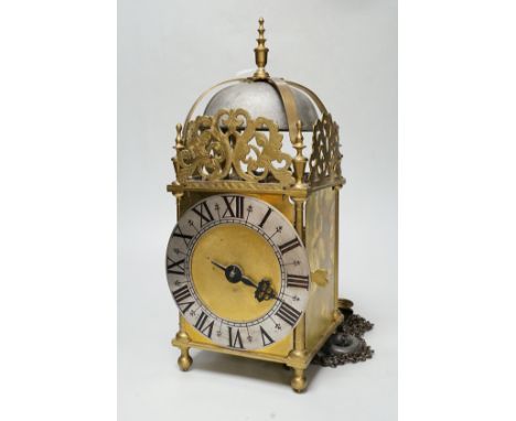 A 19th/20th century brass lantern clock, 36cm