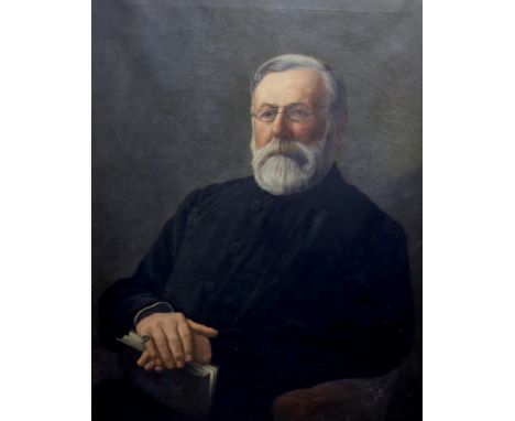 W.J. Churchyard 1892, oil on canvas, Half length portrait of a gentleman, 90 x 69cm