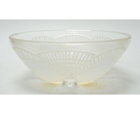 A Lalique opalescent glass Coquilles pattern bowl, moulded ‘’R. LALIQUE’’ mark, 21cm wide