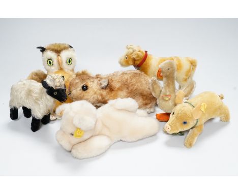 Seven Steiff animals, all 1950s