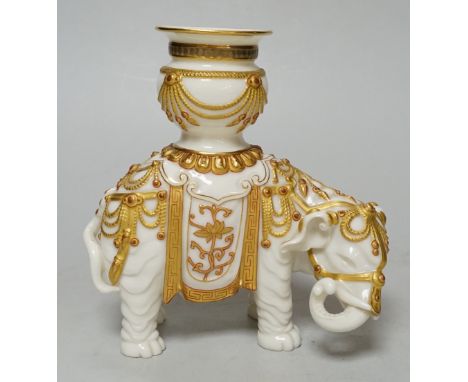 A Royal Worcester elephant and howdah candlestick, c1882, 16cm