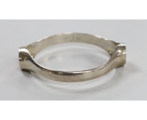 A Nanna Ditzel? for Georg Jensen sterling and two stone cultured pearl set bangle, design no. 277.