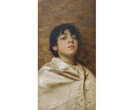 P.L. Seyza, oil on canvas, Portrait of a youth, signed, 72 x 39cm