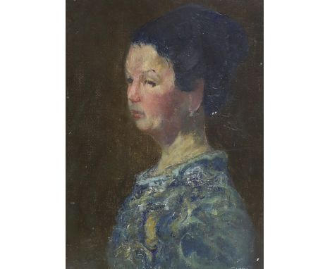 Sir Herbert James Gunn RA PRP RSW (1893-1964), oil on board, Portrait of the artist's model, Pauline, signed, 46 x 34cm, unfr