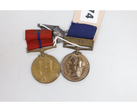 A Metropolitan Police medal, Jubilee 1887 with 1897 clasp named to PC. N. Symonds, D-Division, and Metropolitan Police medal,
