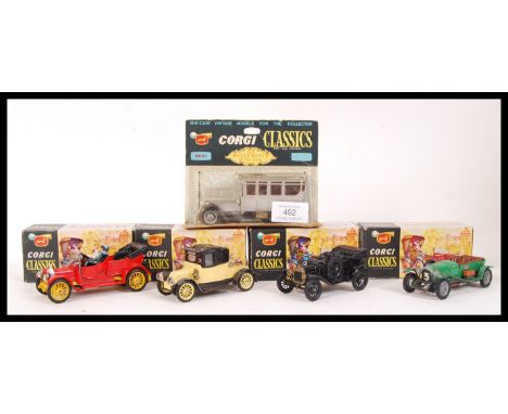 A collection of original vintage Corgi Classics Corgi diecast scale model cars to include 1910 Renault no. 9032 , 1915 Ford M