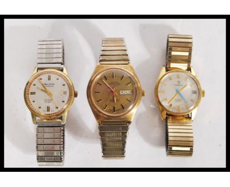 A collection of three vintage 20th Century automatic gents wrist watches to include Tressa, Emporer and PaulJobin