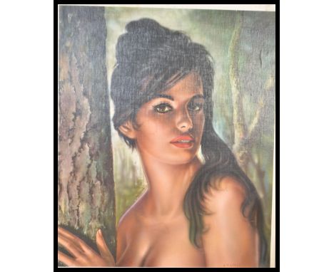 A vintage retro 20th century 1960's coloured print of a partly clad Female after J H Lynch.  entitled Tina.