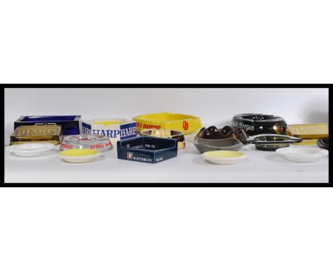 A group of vintage 20th century advertising point of sale pub breweriana ashtrays to include Skol , Double Diamond , Captain 