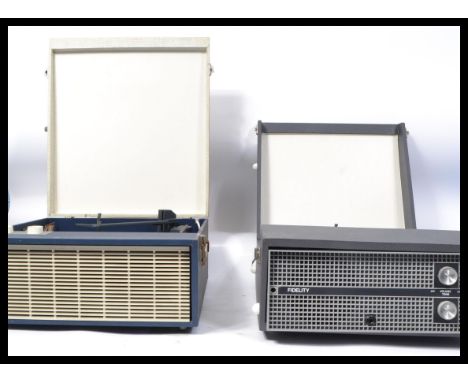 Two vintage 20th Century portable two tone record players both by Fidelity&nbsp;