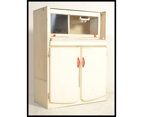 A vintage 20th century, circa 1950's&nbsp; small proportion kitchen unit with red formica top.&nbsp;Measures: 117cm high x 86
