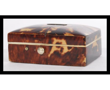 A stunning 19th Century Blonde Tortoiseshell&nbsp;trinket box of rectangular form, hinged lid with release button to front wi