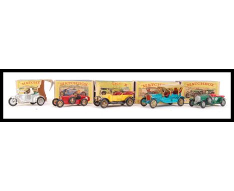 A collection of original vintage boxed Matchbox Lesney " Models Of Yesteryear " diecast cars to include 1926 Type 35 Bugatti 