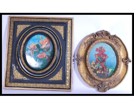 A pair of fantastic 20th Century ceramic plaques depicting fairy / fairies, one stamped to the verso with impressed marks rea