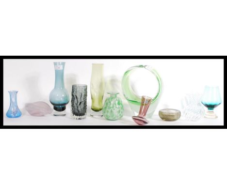 A group of vintage 20th century studio art glass to include Whitefriars bark effect , Caithness , Marc Aurel , Scandinavian s