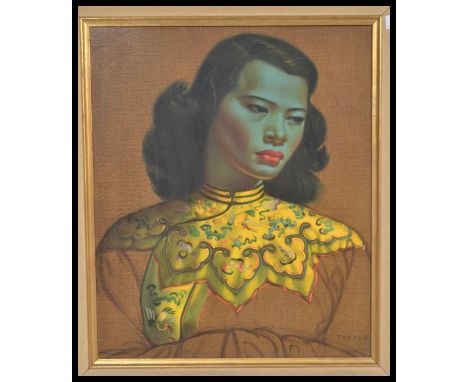 After Tretchikoff. A framed mid century retro print of The blue Lady. Signed to corner, notation to verso. Measures 60cm high