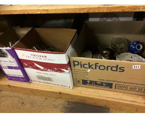 Shelf of assorted china, glass etc.