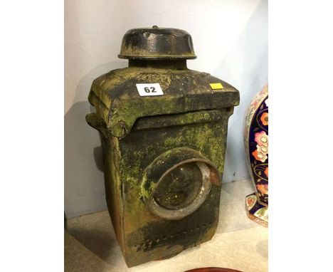 A cast iron L.N.E.R. railway lamp