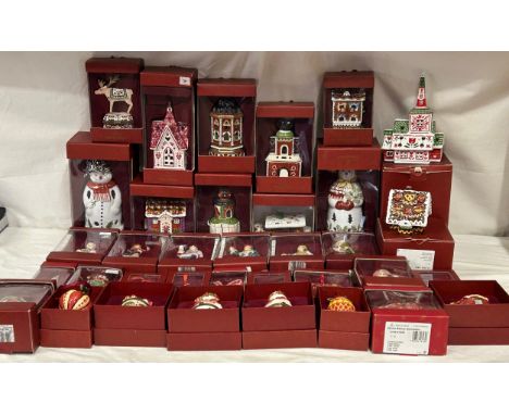 A large collection of Villeroy &amp; Boch Christmas items to include 16 x tree hangings, 11 x tea light/candle holders and 8 