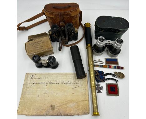A miscellany to include 3 x binoculars, Carl Zeiss Jena, W. Gregory London binoculars, and another, Methodist for Zeal for Ch