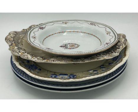 A group of early 19th century transfer-printed and hand-painted armorial / badge wares by Spode and Copeland &amp; Garrett, c