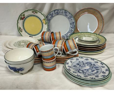 A selection of Villeroy &amp; Boch ceramics to include Nazare: 3 x dinner plates, 4 x side plates, 4 x breakfast cups &amp; s