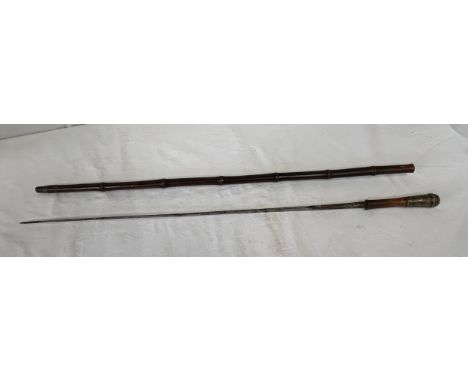Late 19thC/early 20thC European sword stick, square form blade marked 'Coulaux & C Klingenthal (part rubbed).Contained in a b