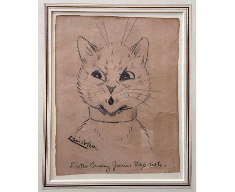 Louis WAIN (1860 - 1939) 'Sister Mary Jane's Top Note' in pencil, signed and inscribed with title in pencil. Exhibited at the