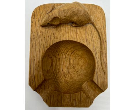 A Robert Thompson 'Mouseman' rectangular oak ashtray,  with carved mouse signature, 7.5cm  x 10cm.