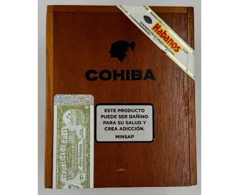 A box of twenty five Cuban Cohiba Siglo VI Robusto Extra cigars. Opened to check contents.&nbsp;