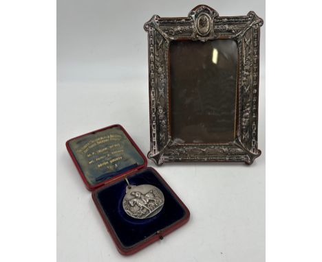 The Hunter's Improvement National Light Horse Breeding Society hallmarked silver medal, Birmingham, maker Frank Hyams Ltd awa