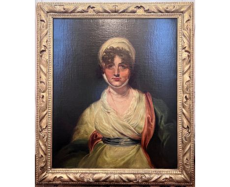 A 19thC copy of a Thomas Lawrence portrait of Sarah Siddons oil on canvas, artist unknown, in gilt frame. Size 75 x 63cm.