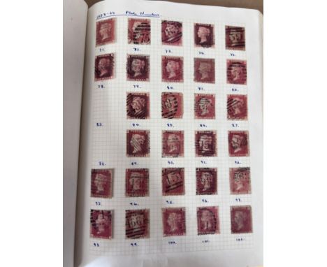 GB album and world stamps on pages. Including two X 1d Penny Black, Penny Reds and two Penny Blues etc.Please note not all pa