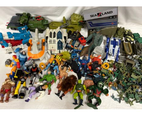 A quantity of toys to include Mattel He-Man Masters of the Universe figures- Leech, Grizzler, Skeletor, Whiplash, Buzz Off, M