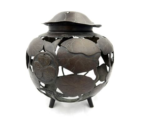A late 19thC Japanese bronze lantern. Approximately 30cm h.