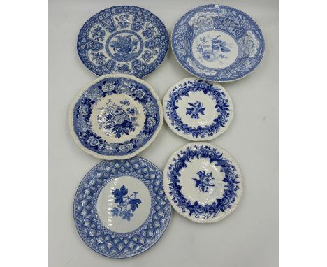 A group of early 19th century blue and white transfer-printed Spode plates, c. 1820-30. To include: Union Wreath, Floral, Fil