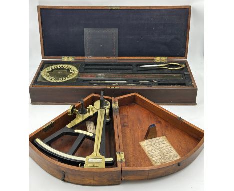 Nautical interest. A G Bradner, 82 Minories, London mahogany cased octant together with a box of nautical instruments to incl