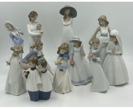Ten Nao figurines by Lladro to include: 419 Flowers from my Garden, 02001691 My Dearest Girl, 0236 Communion Girl, 1682 Sprin