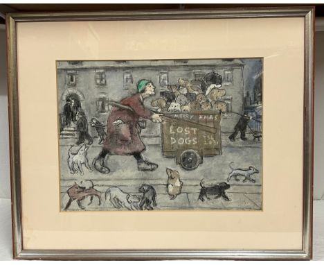 Harold Riley (British, b.1934), 'Lost dogs' colour print, signed and dated '85 in pencil lower right, limited edition number 