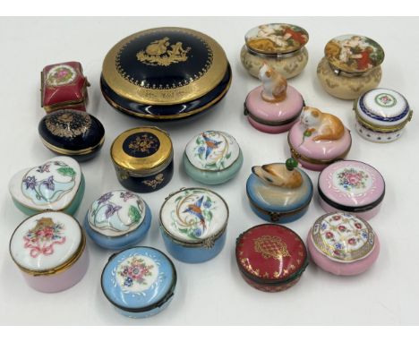 A quantity of porcelain pill boxes to include 16 x  Limoges etc. (19)