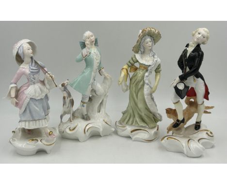 Four Royal Worcester 'The Age of Elegance' Figurines modelled by Kenneth Potts to include The Dilettante No.86, Innocence No.