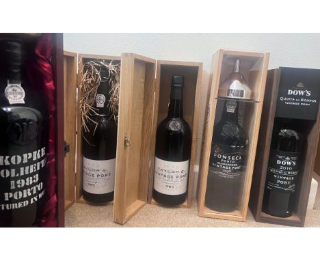 Various cased port to include Taylor's Vintage Port bottled in 1987 x 2, Kopke Colheita 1983 Porto, Dow's 2010 vintage and Fo