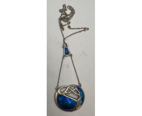 A silver and enamel necklace, Chester 1911, maker Charles Horner. Chain 40cm l.